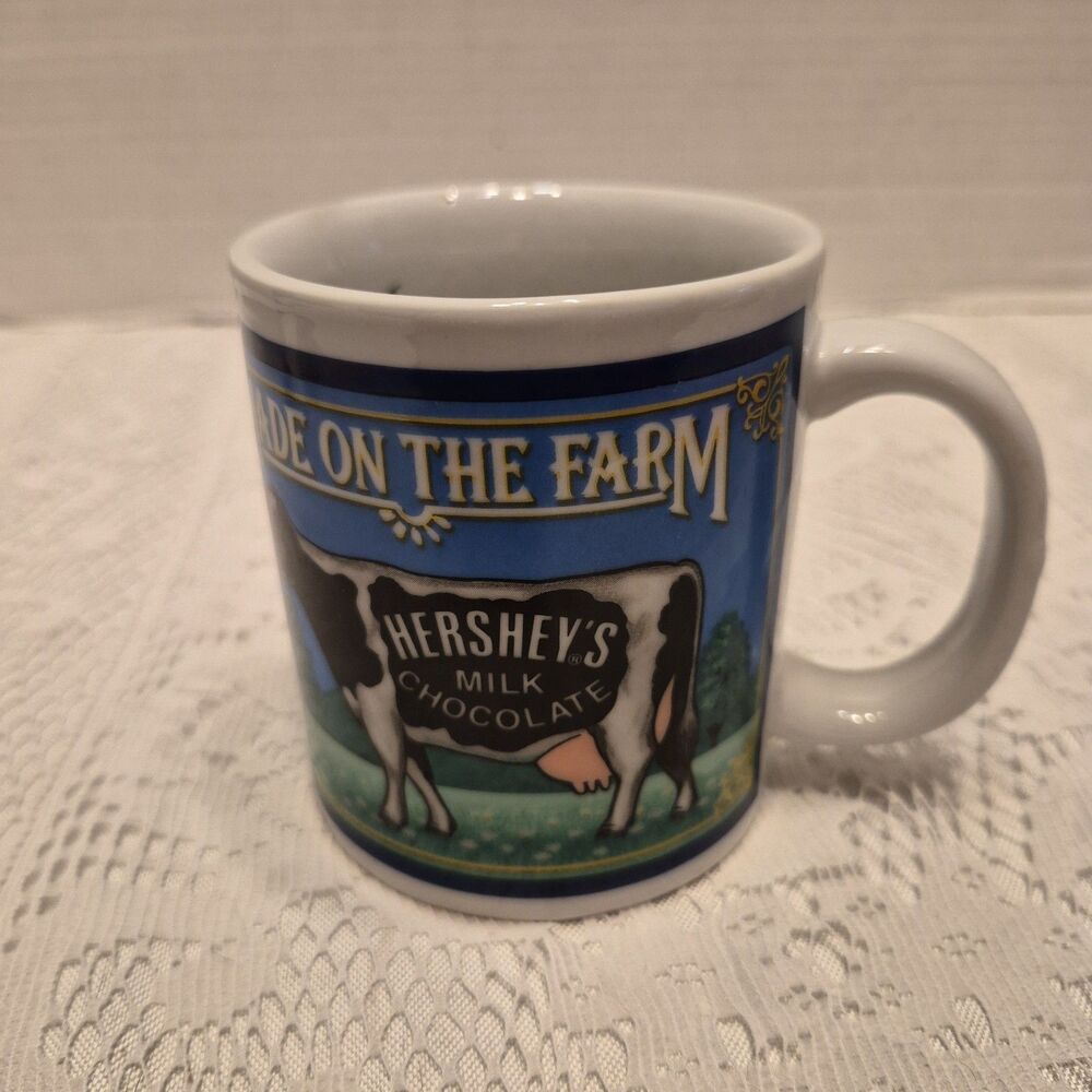 Hershey's Milk Chocolate Made On The Farm Coffee Cup Mug Advertising Vintag 1993